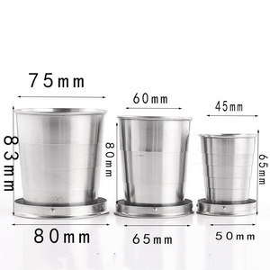 75ml 150ml 250ml Tumbler Portable Small Metal Foldable Collapsible Wine Cup For Travel Picnic Mug