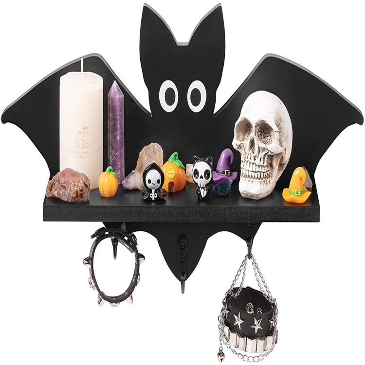 Wooden Black Bat Shelf  Gothic Crystal Holder for Vampirina Decorations Spooky Vampire Decor Wall Mounted Hanging Floating Shelf