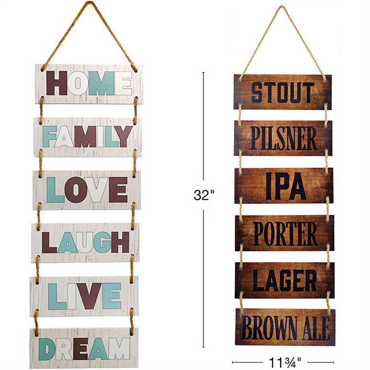 Wooden Hanging Wall Sign Welcome Vertical Wall Art Decoration, Rustic Sign for House, Live, Laugh, Love Plaques