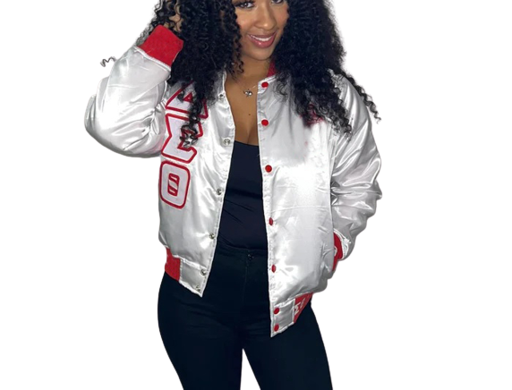 New Fashion Style Satin bomber Jacket Chenille Embroidery High Quality bomber Jacket For Women