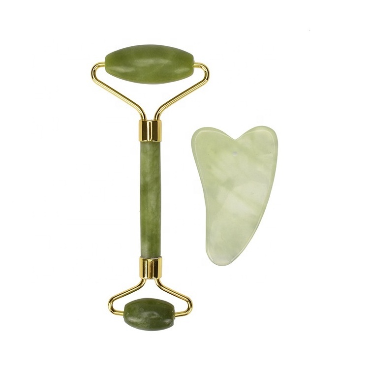 Anti Aging Facial Natural Green Jade Roller and Gua Sha With Jade Roller Set