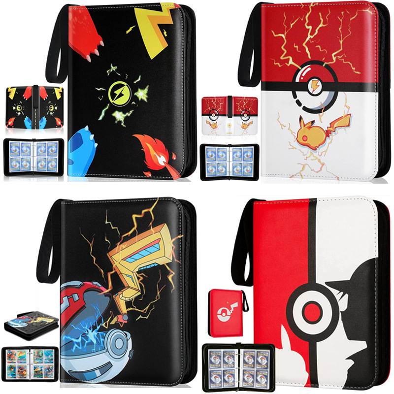 In Stock Premium Custom Pu Leather Album Pokemon Trading Card Folder Binder 4/9 Pocket Zipper Toploader Binder For Collector