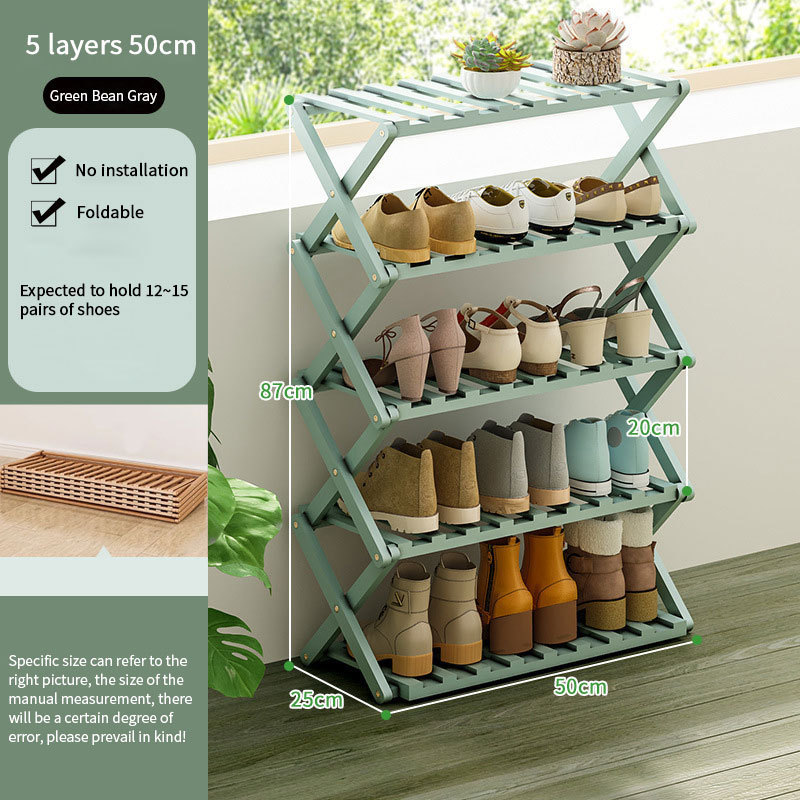 Bamboo Foldable Shoes Organizer Rack Cabinet Box Storage Stands Shoes Storage Box For Home Display Clear Shoe Slots Organizer