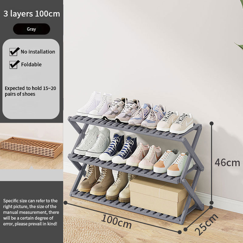 Bamboo Foldable Shoes Organizer Rack Cabinet Box Storage Stands Shoes Storage Box For Home Display Clear Shoe Slots Organizer