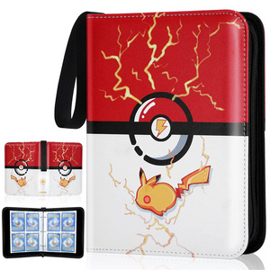 In Stock Premium Custom Pu Leather Album Pokemon Trading Card Folder Binder 4/9 Pocket Zipper Toploader Binder For Collector