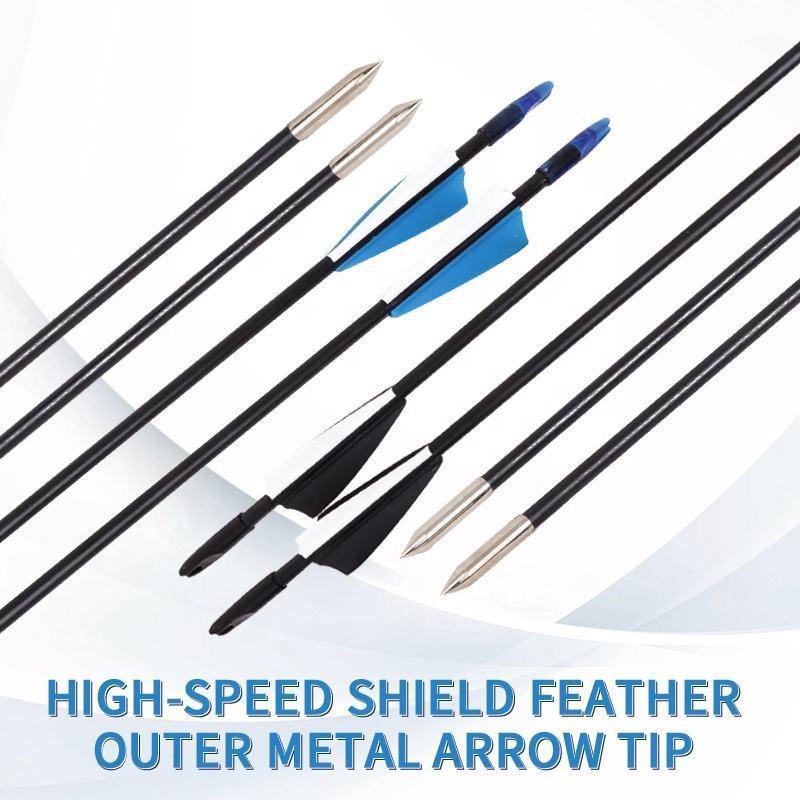 Archery Fiberglass Arrows Durable Metal For Recurve Bow Outdoor Sport Shooting Hunting Bow Kit Draw Adults Teens Adjustable