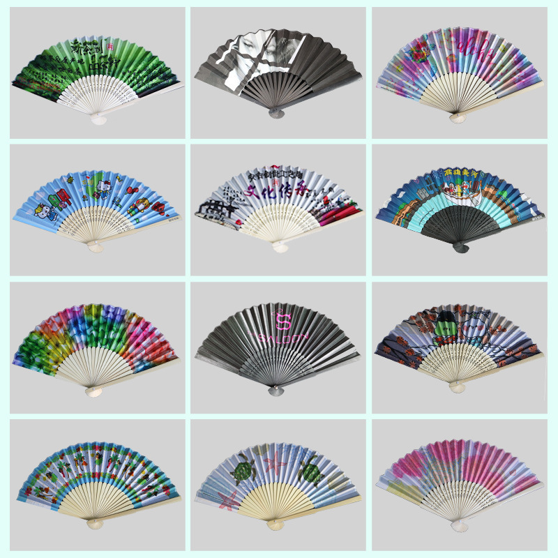 Custom Printed Portable Bamboo Folding Fan Hand Held Abanicos De Madera Bambu Decorative Hand Folded Fans For Women Souvenir