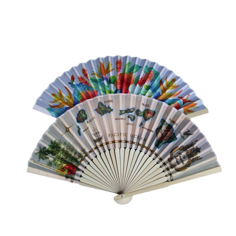 Custom Printed Portable Bamboo Folding Fan Hand Held Abanicos De Madera Bambu Decorative Hand Folded Fans For Women Souvenir