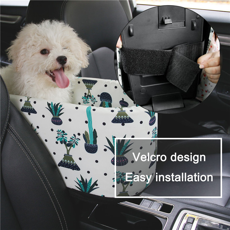 EM ODM Pet Dog Armrest Booster Interactive Car Seat Safety Tethers Console Travel Carrier with Removable Bed