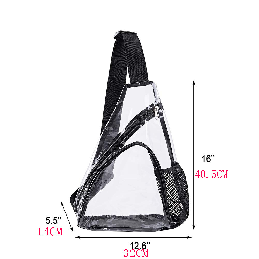 2024 Cool Custom PVC Transparent Clear Waterproof Sling Crossbody Bag for Unisex Black Casual clear bags women handbags