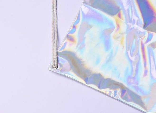 Laser PU Drawstring Bag Silver Holographic Backpack Hologram Sport Backpack