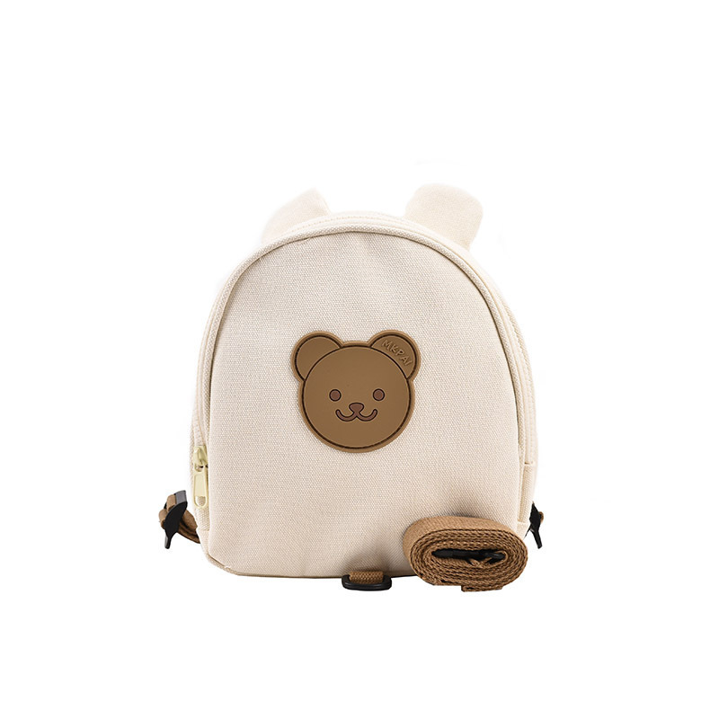 Custom Kids Backpack Cute Cartoon Lion Rabbit Bear Canvas Mini Bag Children Anti-lost Rope Backpack for Kindergarten Toddlers