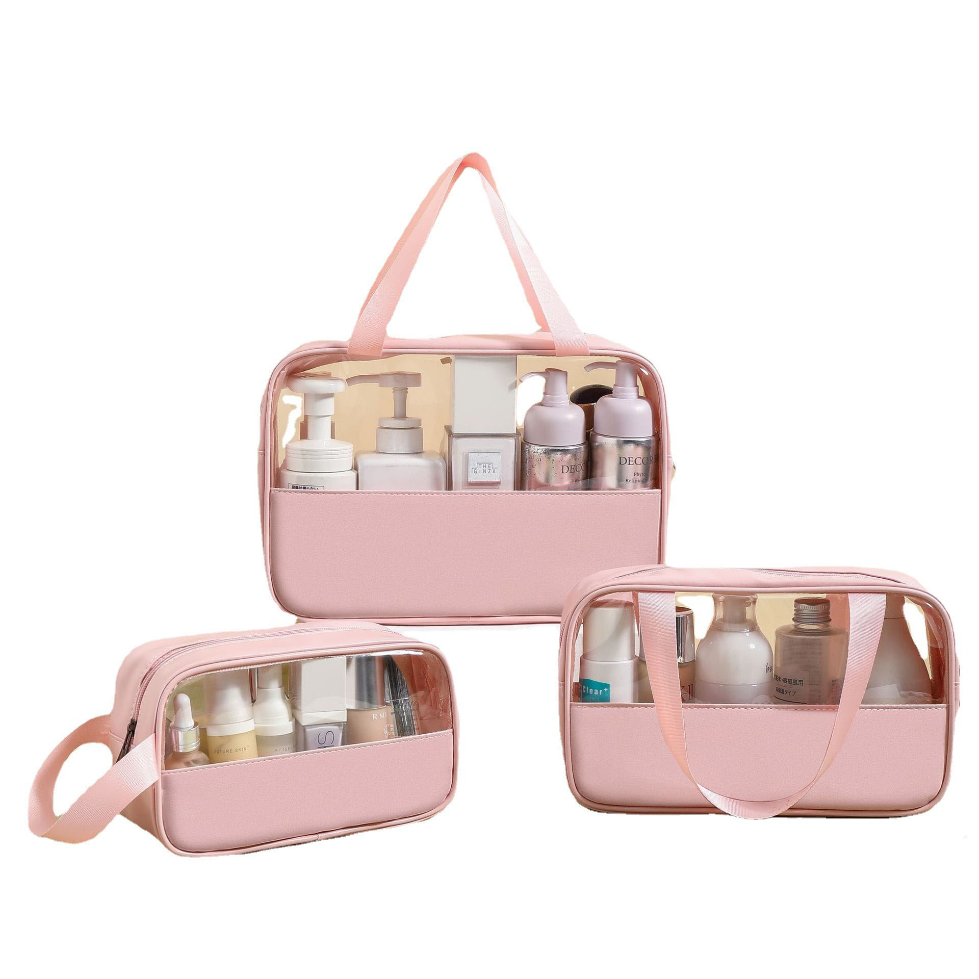 New design Transparent Makeup Wash Bag Custom logo Toiletry Waterproof zipper Pvc Cosmetic Bag Beauty Skin Toiletry bag