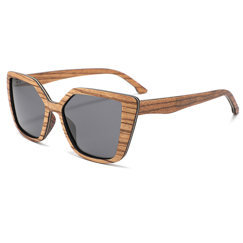 Fashion Driving Sun Glasses Handmade Natural Bamboo Shades UV400 Polarized Men Women Oversized Zebra Wood Square Sunglasses