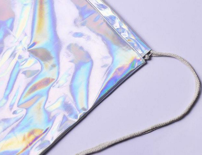 Laser PU Drawstring Bag Silver Holographic Backpack Hologram Sport Backpack