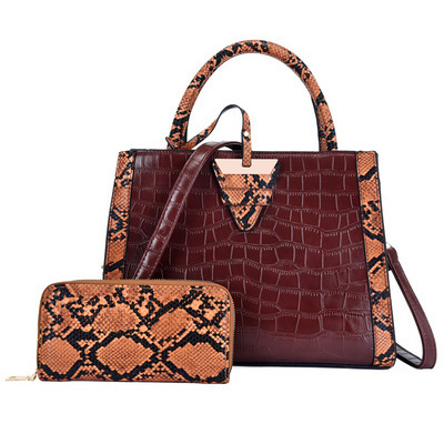 2024 Designer Style 2 in 1 Alligator Snake Skin Pattern Purses And Handbags Set for Ladies Luxury Women Leather Hand Bags