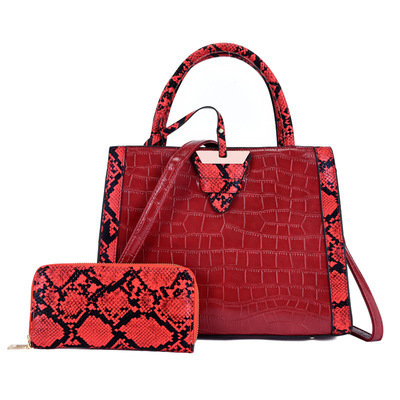 2024 Designer Style 2 in 1 Alligator Snake Skin Pattern Purses And Handbags Set for Ladies Luxury Women Leather Hand Bags