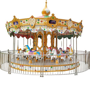 2021 New Type Kiddie Rides Merry Go Round Carousel Horses Customized 1 Set Playground Galvanized Steel and Fiberglass ISO9001