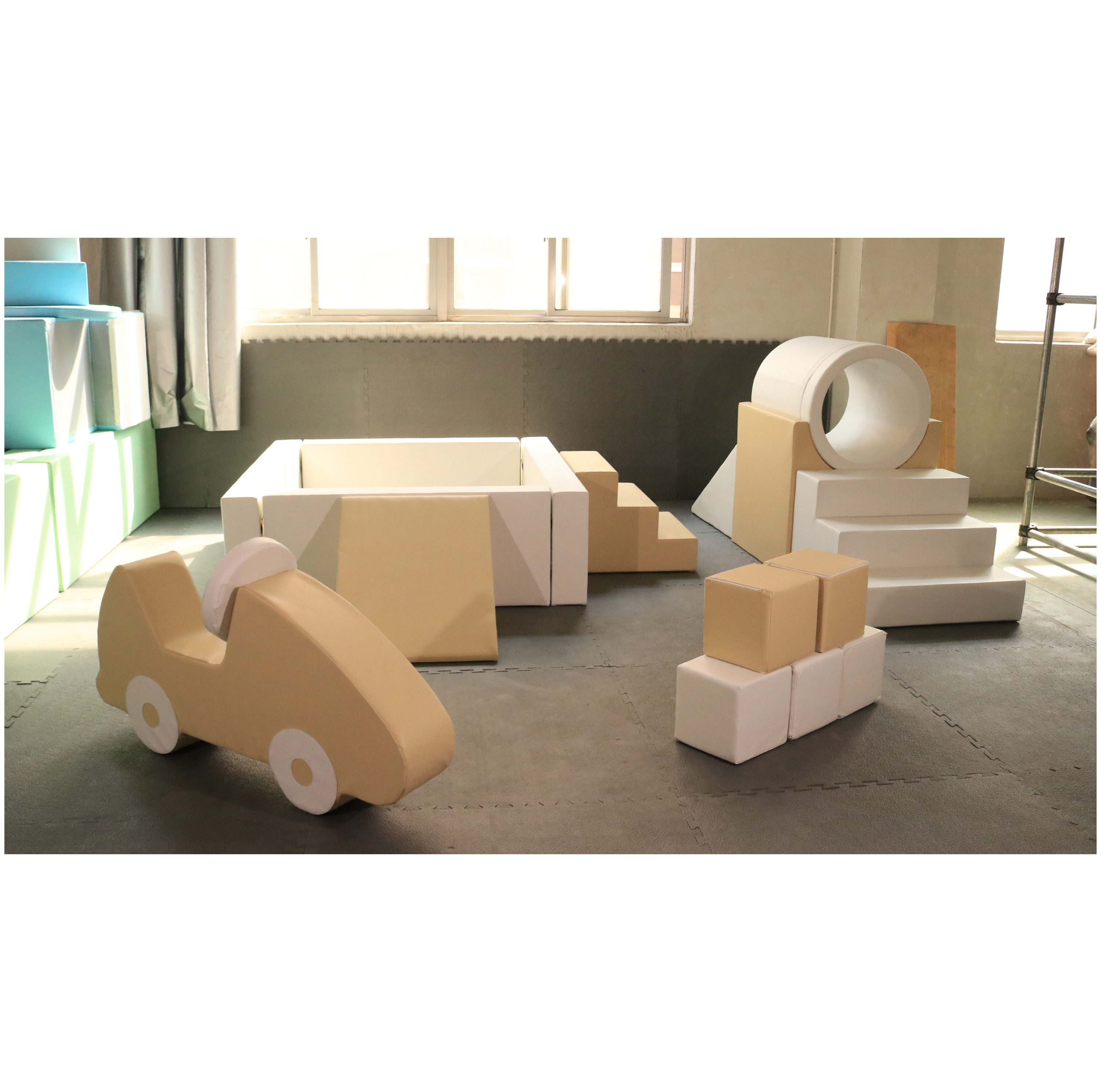 Bettaplay Cream-colored Set Beige Kids Indoor Soft Play Equipment For Rental