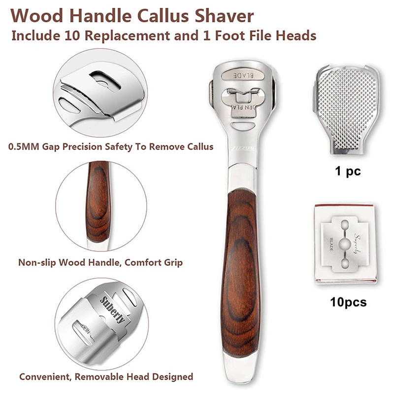 Foot Pedicure Set Foot File Wood Handle Callus Shaver