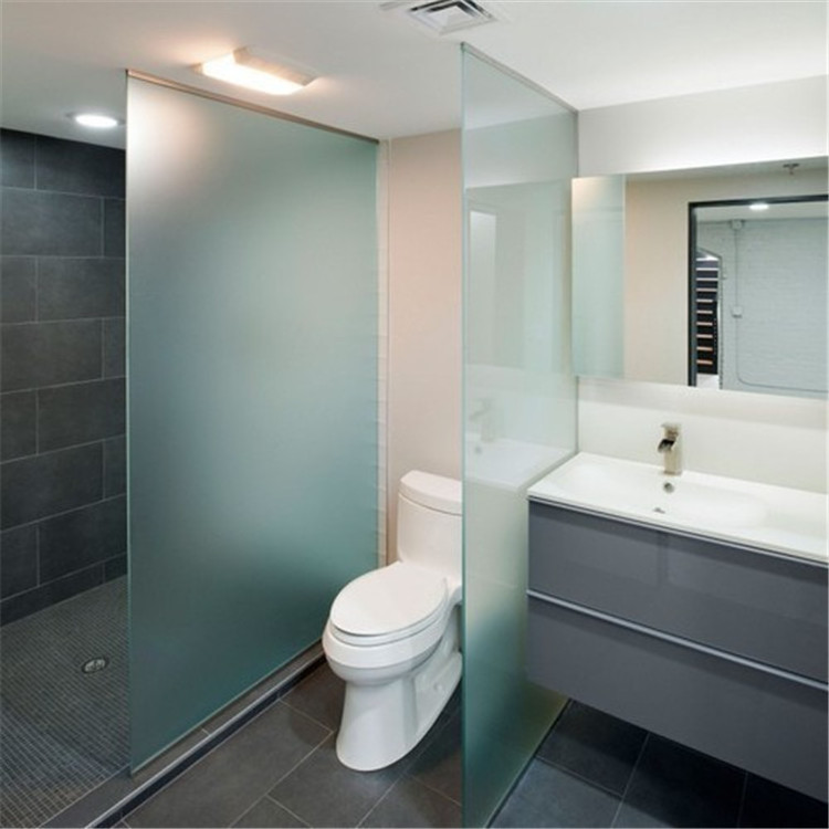 Excellence quality single side or double side tempered frosted acid etched glass shower room