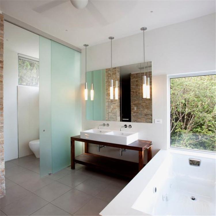 Excellence quality single side or double side tempered frosted acid etched glass shower room