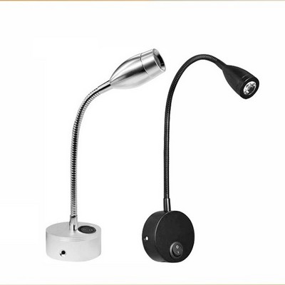 Hotel Home Bed 3W Wall Mounted Reading Light With On/Off Switch Warm Flexible LED Reading Lamp