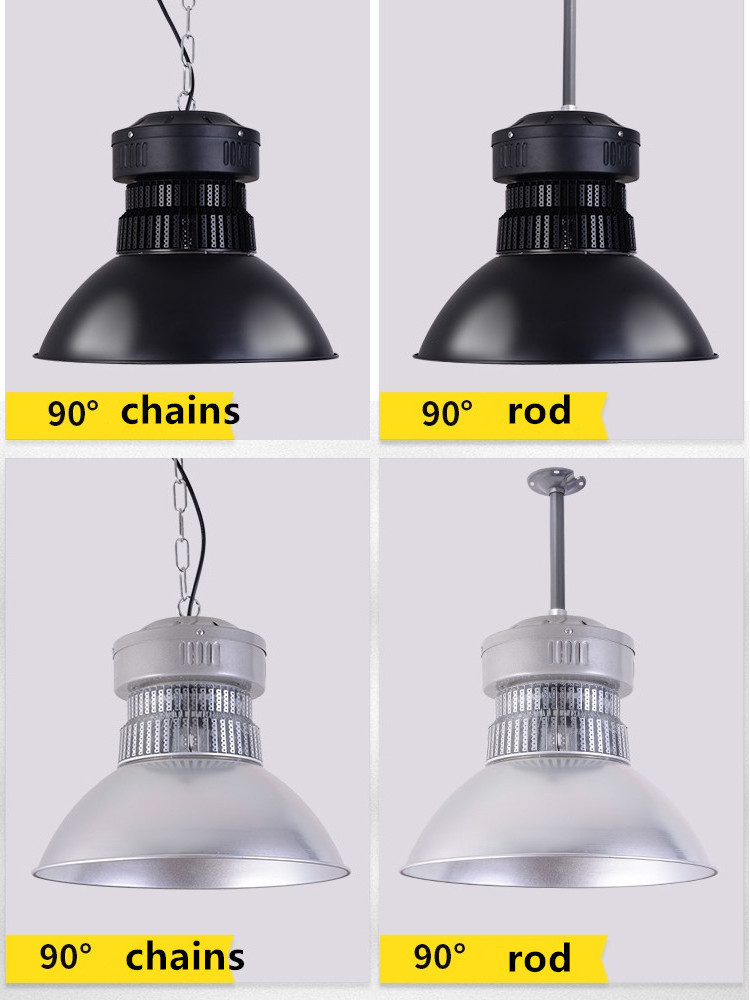 High quality led commercial industrial hi bay lights black 100W 150W 200W pendant lighting for high ceilings