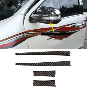 Soft Carbon Fiber Style Rearview Mirror Strip Trim Sticker Fit For Toyota Hilux 2015-2022 Auto Exterior Accessories