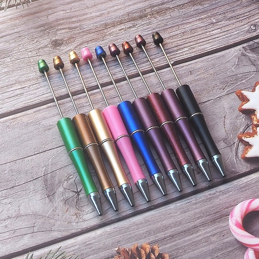 New Arrival Ballpoint Black Ink DIY Personalized Gifts Office Writing Supplie Stationery Plastic Beaded Pens