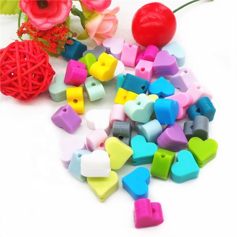 Limited Time Discounts Eco-friendly Customized Colorful Heart Silicone Beads Teething Toy