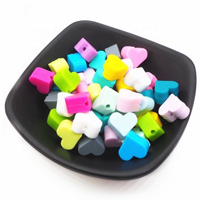 Limited Time Discounts Eco-friendly Customized Colorful Heart Silicone Beads Teething Toy