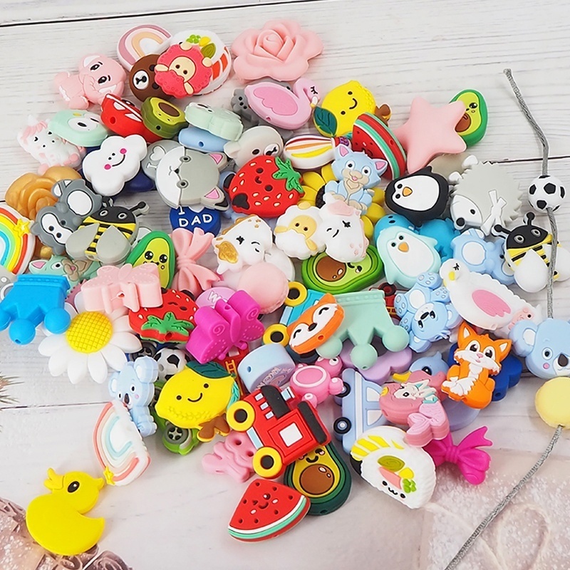 Hot Selling Animal Chewable Bead DIY Pacifier Chains Accessories BPA Free Baby Silicone Focal Beads