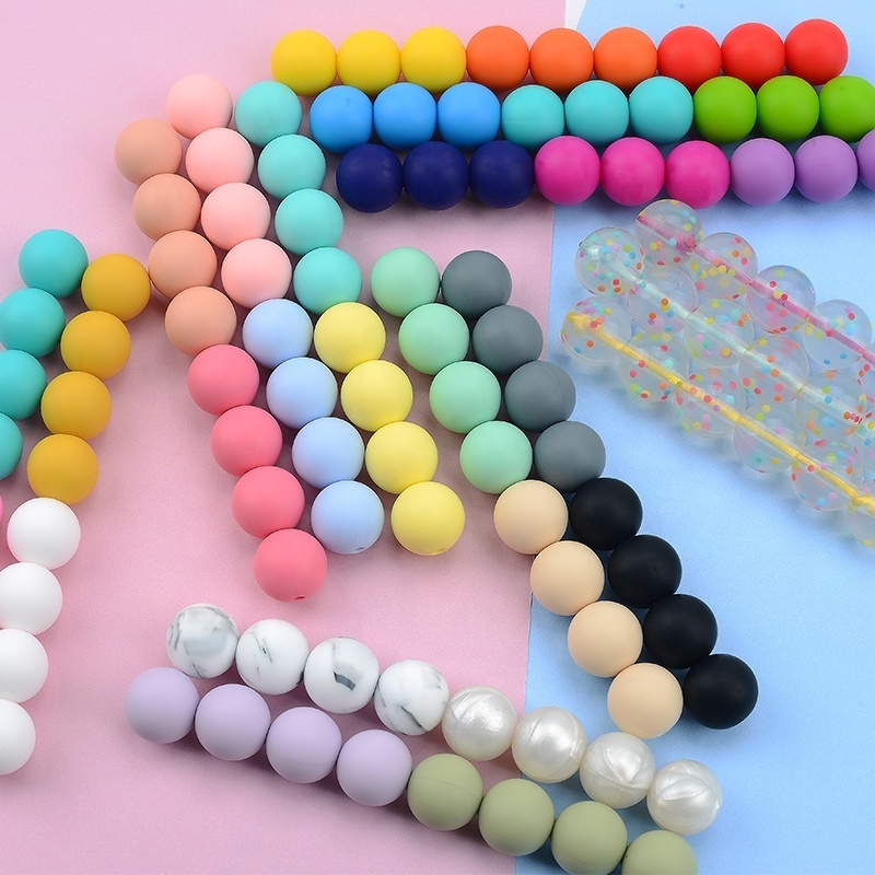 Buy Food Grade 15mm Silicone Round Beads Baby Chewable Teething Beads Silicone Teether For DIY