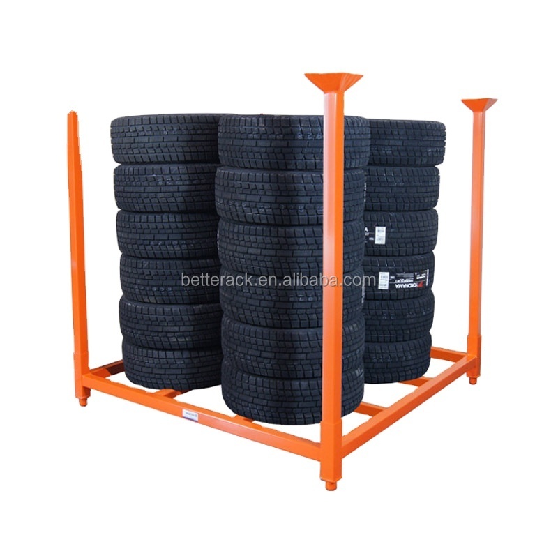 Warehouse Tire Stack Racks, Stackable and Foldable Tire Pallet Rack