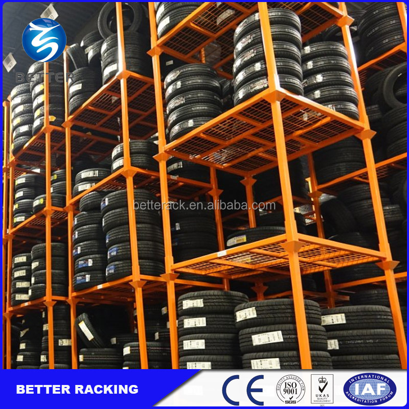 Stackable Wholesale Car or Truck Tire Storage Mobile Tire Rack Mobile Mezzanines Shelf