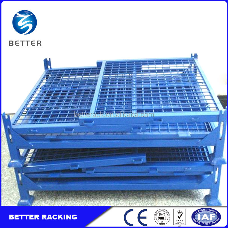 Stainless Pallet Box Bin Ball Steel Stacking Folding Metal Bottle Industrial Container Wire Mesh Cage Storage For Storage