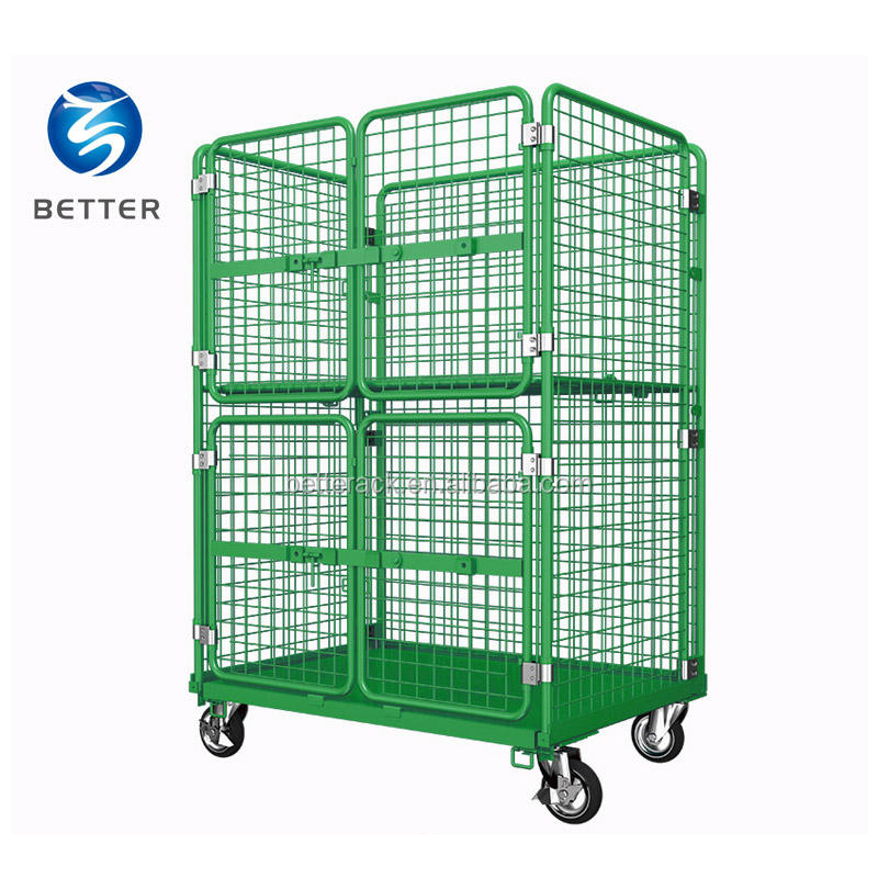 Stainless Pallet Box Bin Ball Steel Stacking Folding Metal Bottle Industrial Container Wire Mesh Cage Storage For Storage