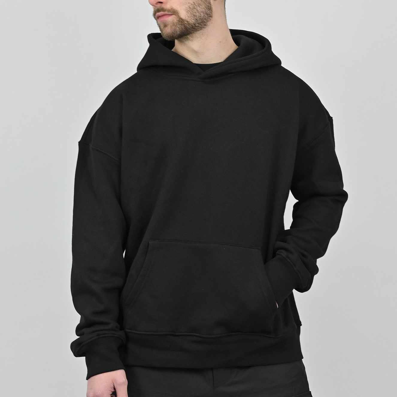 Wholesale Custom Logo Heavy Sweatshirts Streetwear Thick Oversized Plain Blank Pullover Hoodies For Men