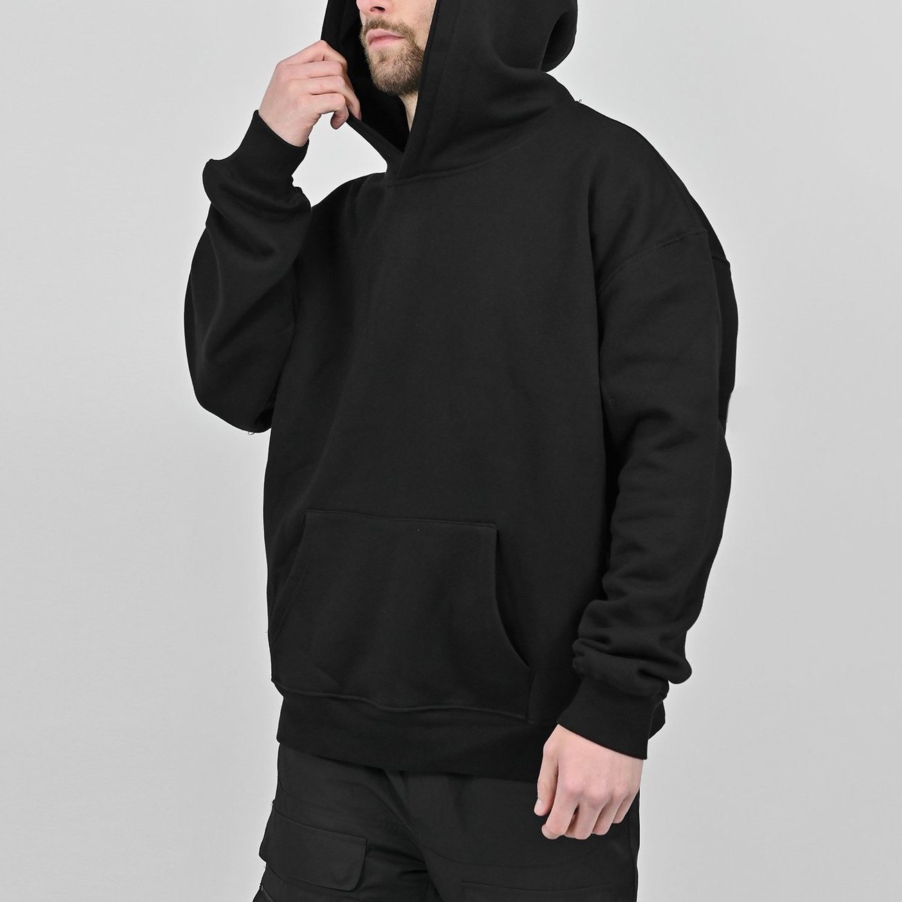 Wholesale Custom Logo Heavy Sweatshirts Streetwear Thick Oversized Plain Blank Pullover Hoodies For Men