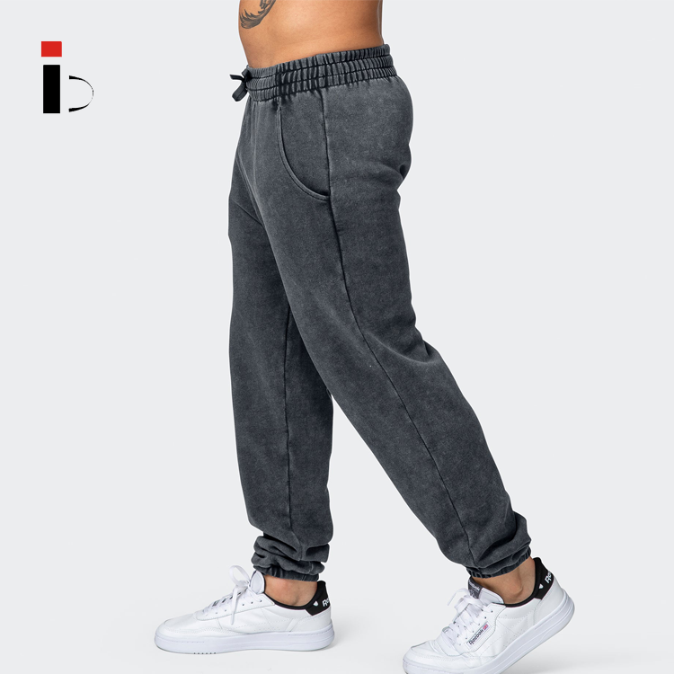 Fashion Street Wear Pockets Casual Fit Pants Acid Washed Cotton Track Pants Men Joggers