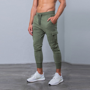 New Design 95%Cotton 5%Spandex Green Soft Side Pockets Tapered Cargo Jogger Pants For Men