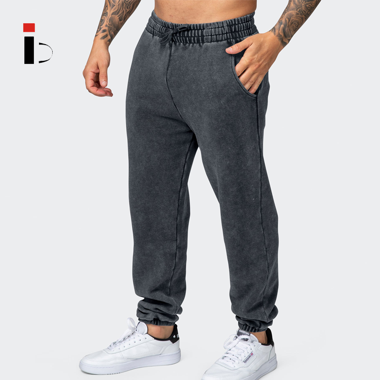 Fashion Street Wear Pockets Casual Fit Pants Acid Washed Cotton Track Pants Men Joggers