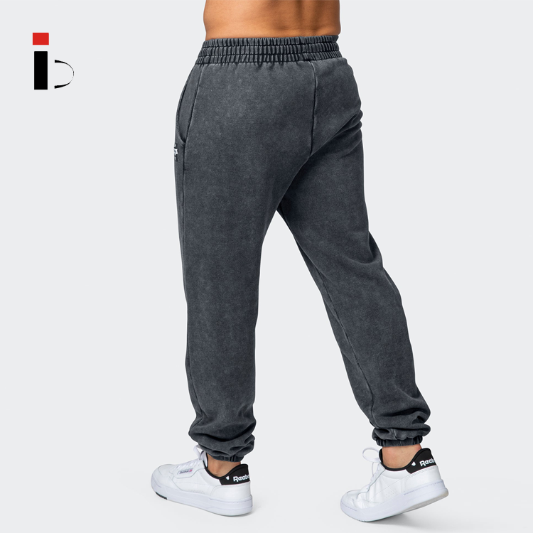 Fashion Street Wear Pockets Casual Fit Pants Acid Washed Cotton Track Pants Men Joggers