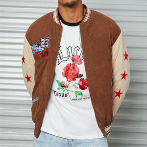 High Quality Fashion Embroidered Graphics Design Cotton Corduroy Jacket Vintage Sport Bomber Varsity Jackets For Men