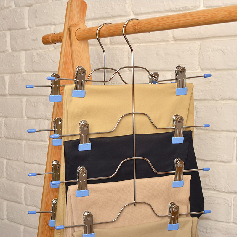 Multifunctional Clothes Hangers Pants Storage Hangers Trousers Clip Save Space Cloth Rack