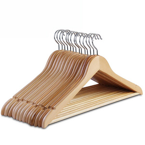 High quality Top Standard Hotel Custom Logo  wooden coat hangers Suit Jacket Wooden Clothes Hangers