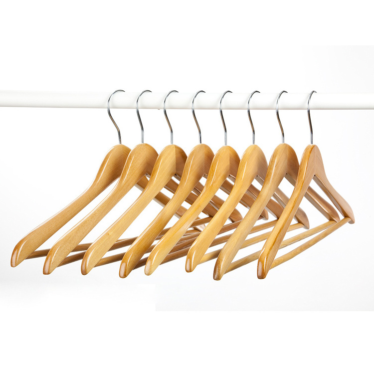 High quality Top Standard Hotel Custom Logo  wooden coat hangers Suit Jacket Wooden Clothes Hangers