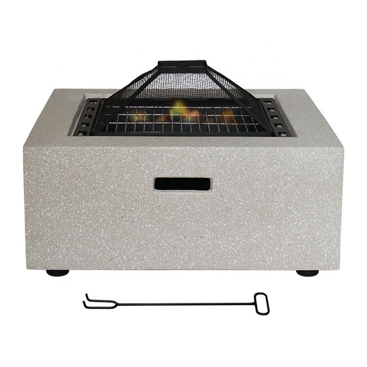 Factory Direct MGO Outdoor Burning Patio & Backyard Firepit With BBQ Grill Cooking Grid and Mesh Cover Wood Burning Fire Pit