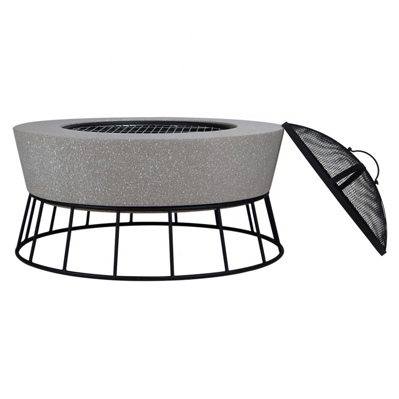 Best Selling Custom Magnesium Oxide Barbecue Fire Pit Round Wood Burning Fire Pit Mesh Cover and Chrome-plated Cooking Grid